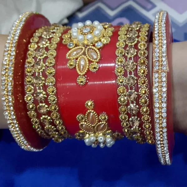 INDIAN RED RAJASTHANI TRADITIONAL BRIDAL WEDDING CHURA CHUDA BANGLE SET