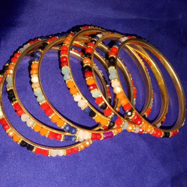 INDIAN DIGITAL METALLIC BANGLES/ SET OF 12 MULTICOLOR BANGLES - Image 2