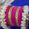 LADIES BANGLES -TRENDY PEARL GAJRA BANGLES WITH WHITE PEARLS/BEADS - FASHIONABLE ACCESSORIES FOR GIRLS AND WOMEN" CHURIYAN SET - SIZES 2 OR 2.5 - Image 3