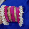 LADIES BANGLES -TRENDY PEARL GAJRA BANGLES WITH WHITE PEARLS/BEADS - FASHIONABLE ACCESSORIES FOR GIRLS AND WOMEN" CHURIYAN SET - SIZES 2 OR 2.5 - Image 2