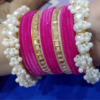 LADIES BANGLES -TRENDY PEARL GAJRA BANGLES WITH WHITE PEARLS/BEADS - FASHIONABLE ACCESSORIES FOR GIRLS AND WOMEN" CHURIYAN SET - SIZES 2 OR 2.5