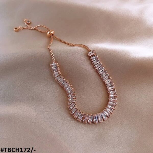 Elegant Rose Gold Adjustable Bracelet with Crystal Detailing