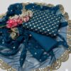 Elegant 3-Piece Shafon Jaal Work Dress – Cutwork Shirt, Work Dupatta & Kattan Silk Trouser - Image 3